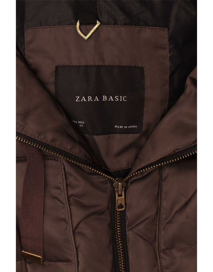 Zara Γυναικείο παλτό με κουκούλα UK 16 Large καφέ πολυεστέρας
