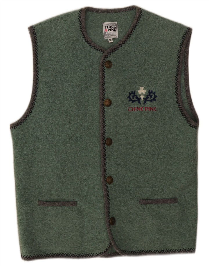 Think Pink Womens Fleece Gilet UK 10 Small Green Polyester