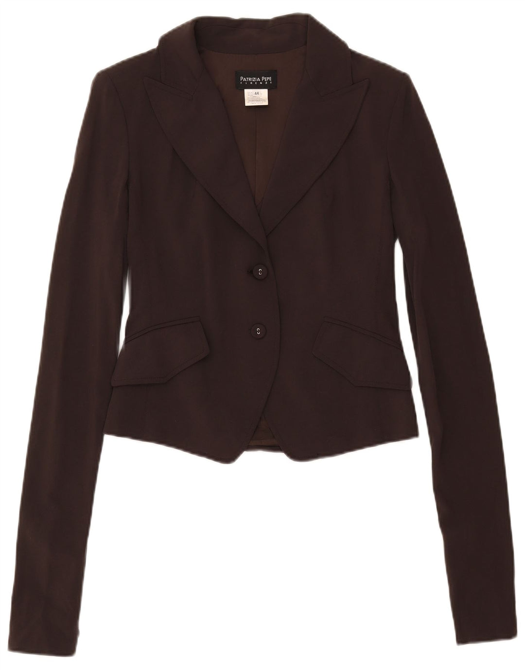 Patrizia Pepe Γυναικείο σακάκι 2 κουμπιών Crop Blazer IT 44 Μαλλί μεσαίο καφέ