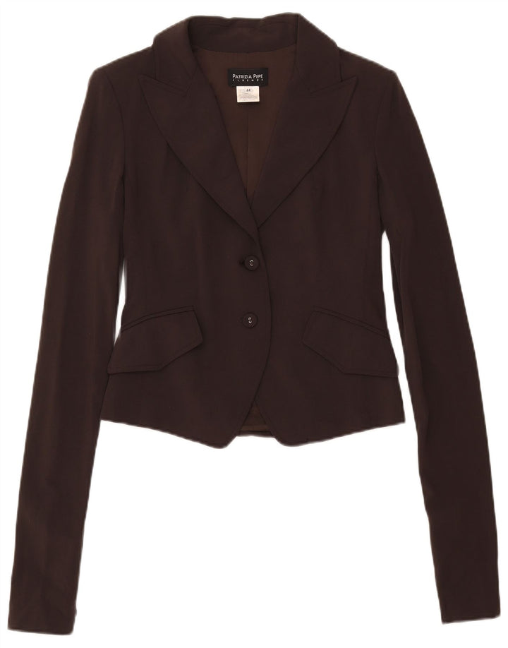 Patrizia Pepe Γυναικείο σακάκι 2 κουμπιών Crop Blazer IT 44 Μαλλί μεσαίο καφέ