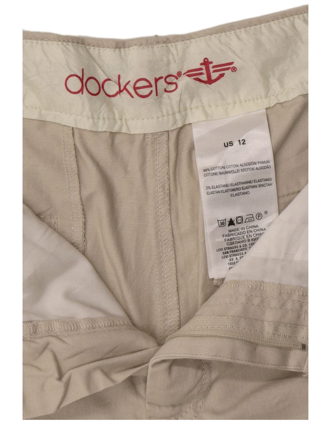 DOCKERS Γυναικείο Σορτς Chino US 12 Μεγάλο W33 Γκρι βαμβακερό