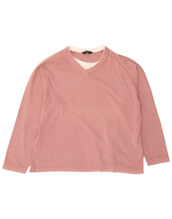 Ανδρικό πουλόβερ Marks & Spencer Blue Harbor V-Neck Jumper 2XL Ροζ βαμβακερό