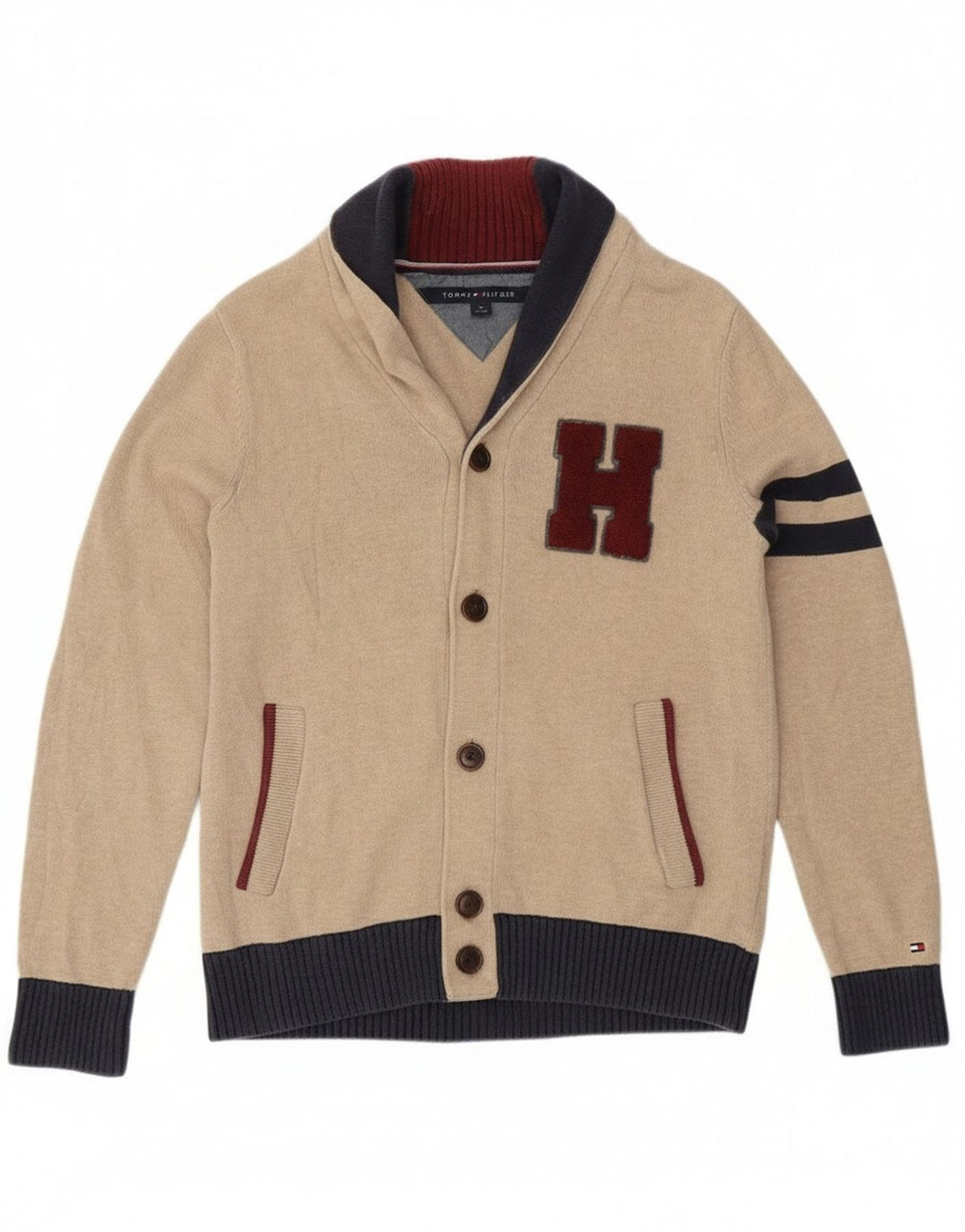 Tommy Hilfiger Γυναικείο πουλόβερ γραφικών ζακέτα UK 10 Small Beige