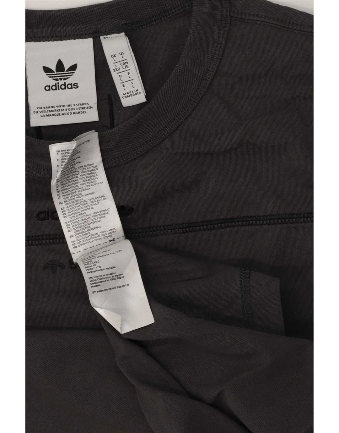 Ανδρικό T-Shirt Adidas Top μεγάλο γκρι βαμβακερό