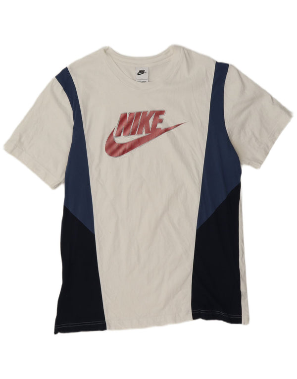 Ανδρικό γραφικό μπλουζάκι Nike με μεγάλο λευκό χρώμα, βαμβακερό