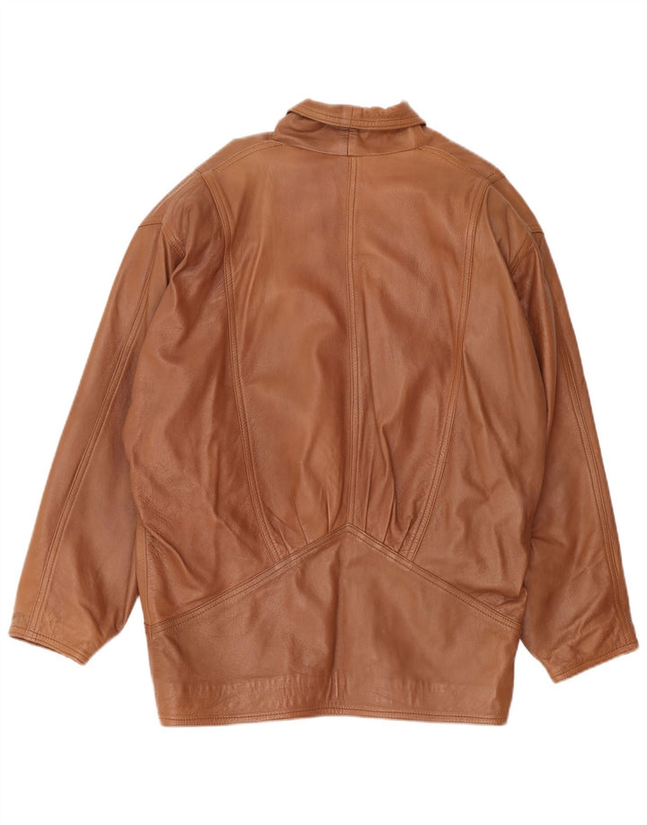 Vintage Γυναικείο Oversized Δερμάτινο Μπουφάν UK 18 XL Καφέ Δερμάτινο