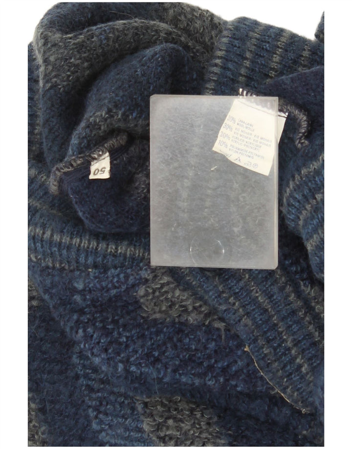 Ανδρικό πουλόβερ vintage ζακέτα IT 50 Medium Navy Blue Chevron μαλλί