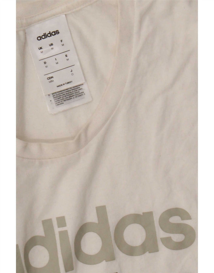 Ανδρικό γραφικό T-Shirt Adidas Top από μεσαίο λευκό βαμβακερό