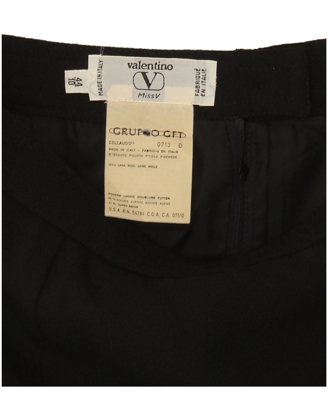 Valentino Γυναικεία ίσια Φούστα IT 44 Medium W28 Μαύρη Μάλλινη