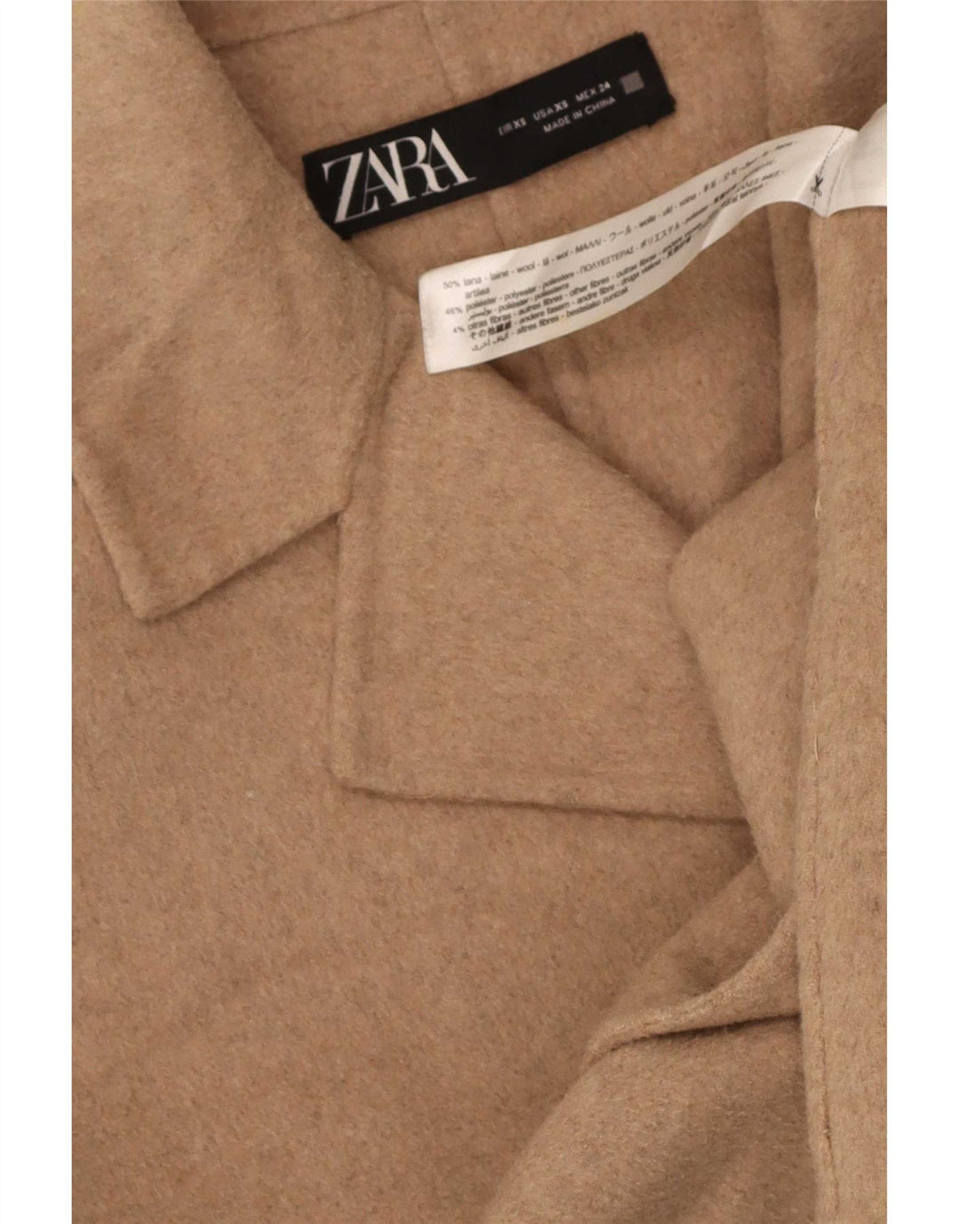 Zara Γυναικείο Πανωφόρι UK 6 XS Μπεζ μαλλί