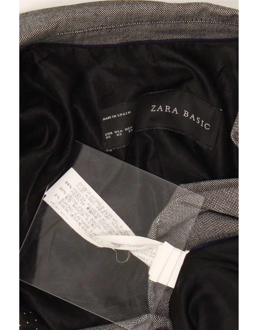 Zara Γυναικείο Μπουφάν 1 Κουμπί Blazer UK 6 XS Γκρι Πολυεστέρας
