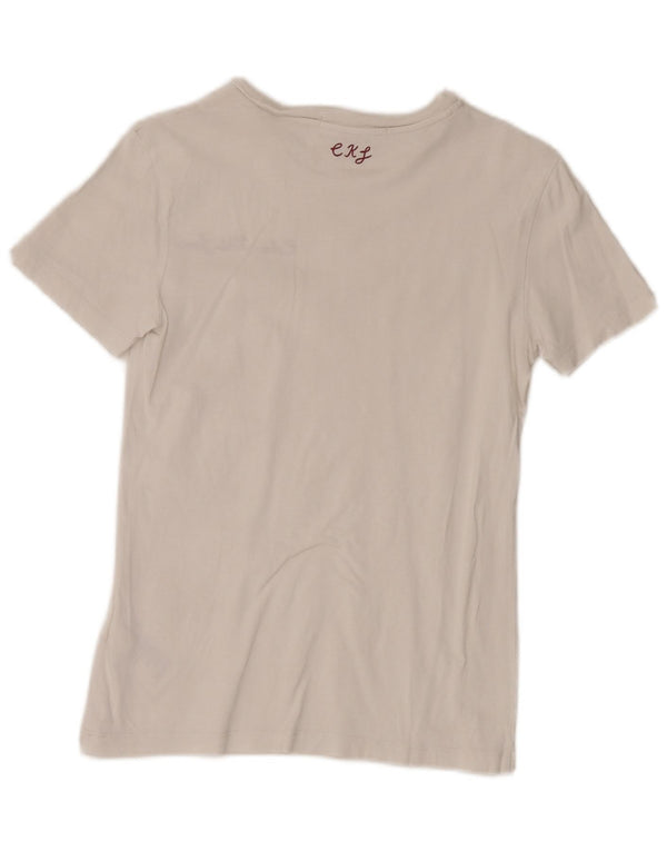 Calvin Klein Jeans Γυναικείο T-Shirt Top UK 8 Small White Cotton