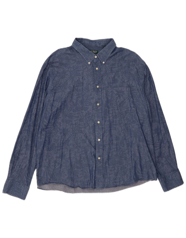 Ανδρικό πουκάμισο Ralph Lauren κανονική εφαρμογή 2XL Navy Blue Floral Elastane