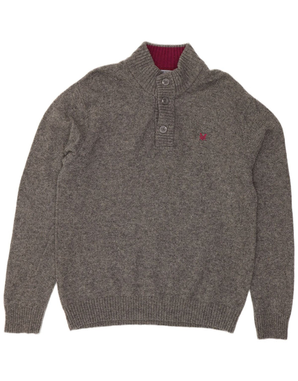 Crew Clothing Ανδρικό πουλόβερ με λαιμό με κουμπιά XL Γκρι μαλλί