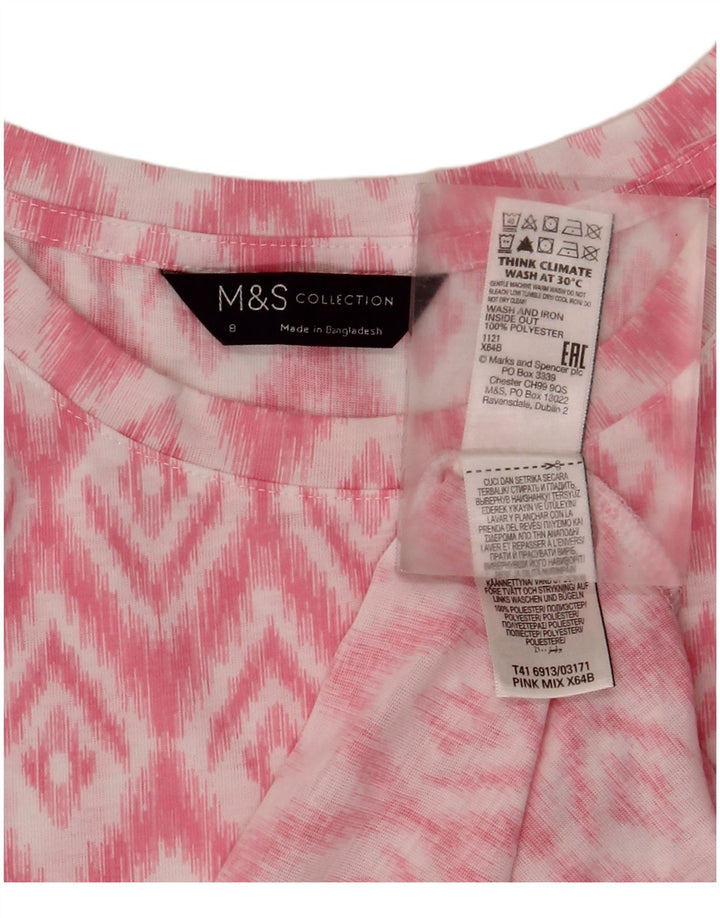 Marks & Spencer Γυναικεία Αμάνικη Μπλούζα Τοπ UK 8 Small Pink Ikat Polyester