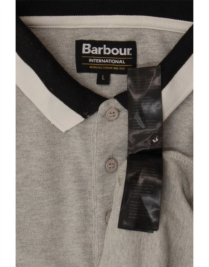 Ανδρικό πουκάμισο πόλο Barbour με μεγάλο γκρι χρώμα, βαμβακερό