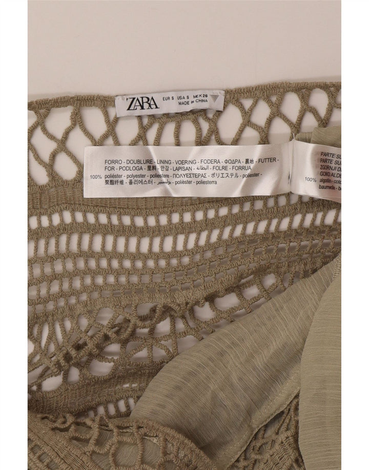Zara Γυναικείο Maxi Sundress UK 8 Small Khaki Polyester