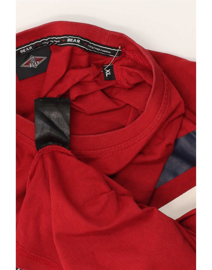 Bear Ανδρικό γραφικό T-Shirt Top XL Κόκκινο βαμβακερό