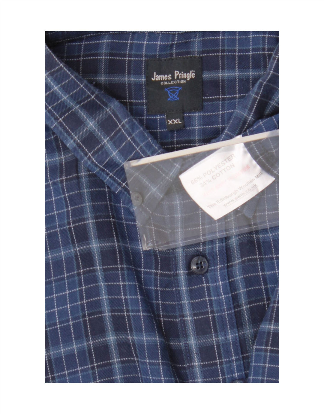 Ανδρικό πουκάμισο James Pringle 2XL Navy Blue Check Polyester