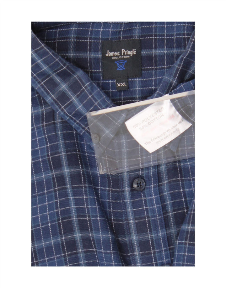 Ανδρικό πουκάμισο James Pringle 2XL Navy Blue Check Polyester