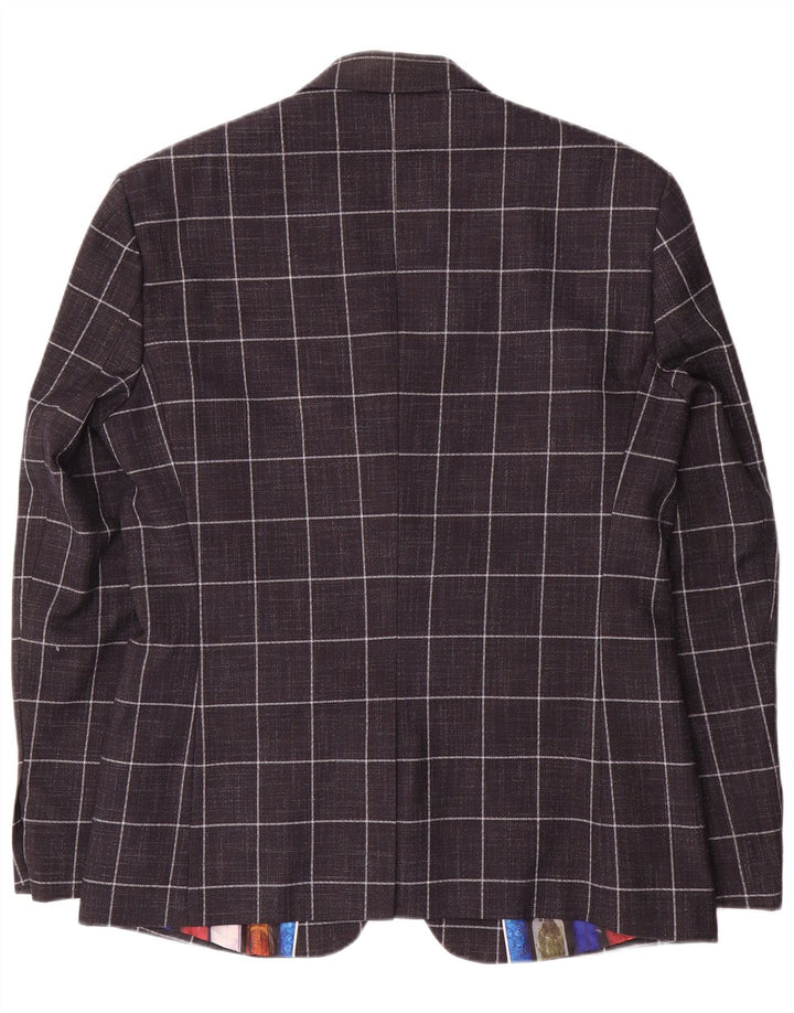 Cavani Ανδρικό σακάκι σακάκι με 2 κουμπιά UK 42 XL Navy Blue Check Polyester