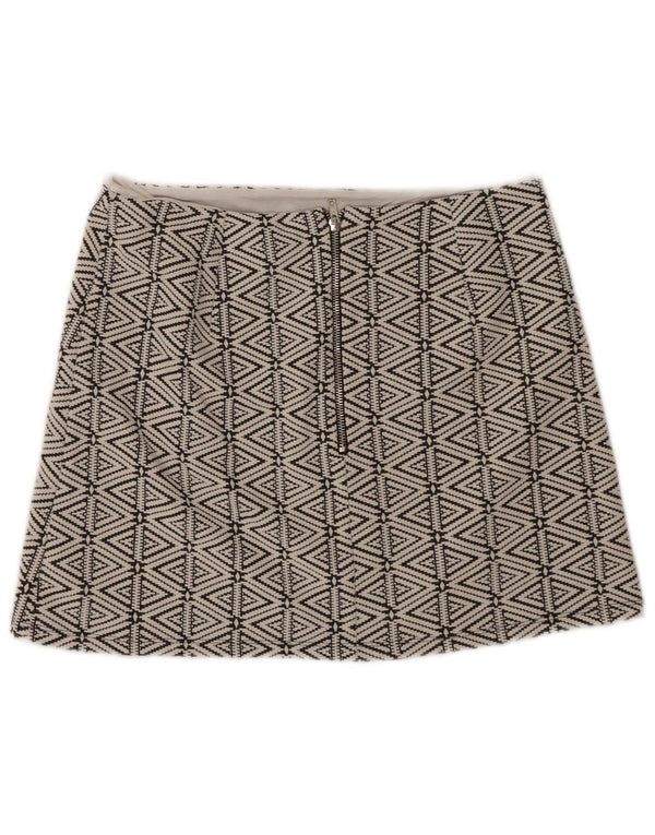 Topshop Γυναικεία Μίνι Φούστα UK 14 Μεγάλη W34 Λευκή Βαμβακερή γεωμετρική