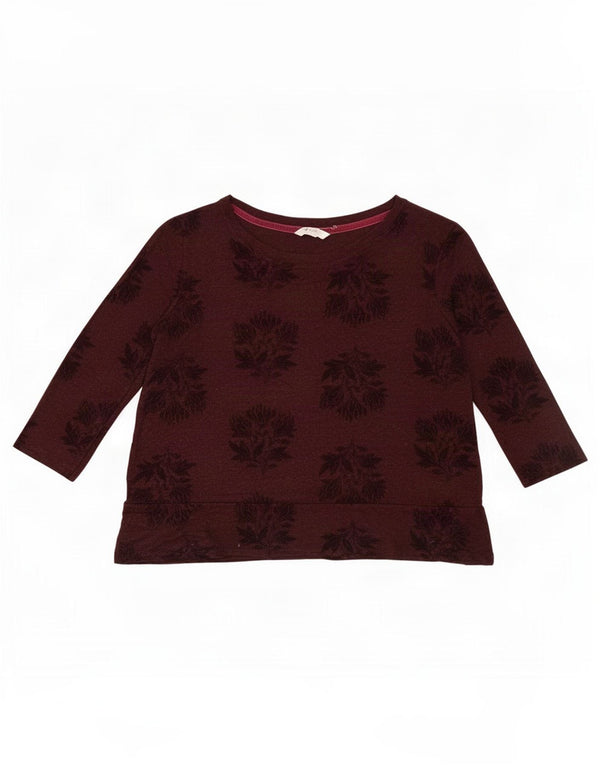 White Stuff Γυναικείο Crop Top 3/4 μανίκι UK 14 Medium Burgundy Floral Viscose