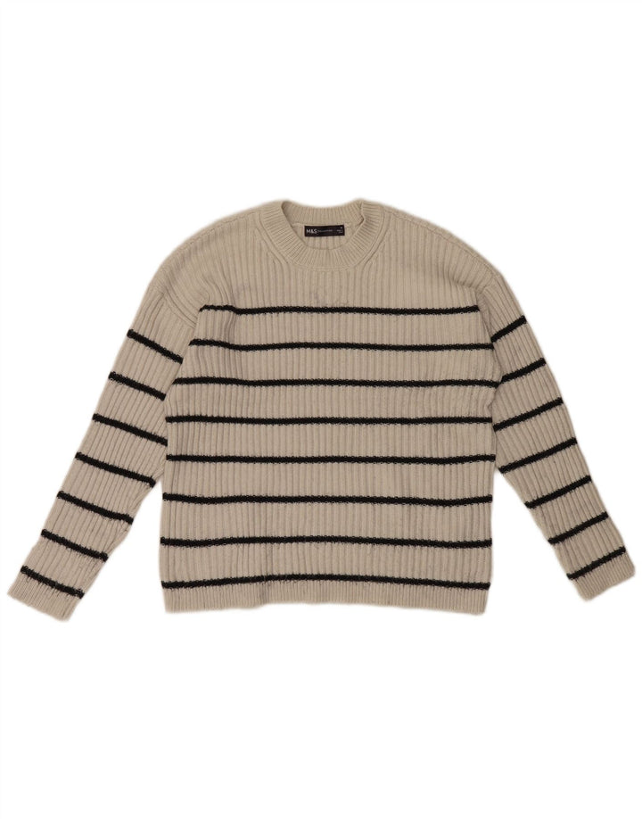 Marks & Spencer Γυναικείο πουλόβερ με λαιμόκοψη UK 12 Medium Off White