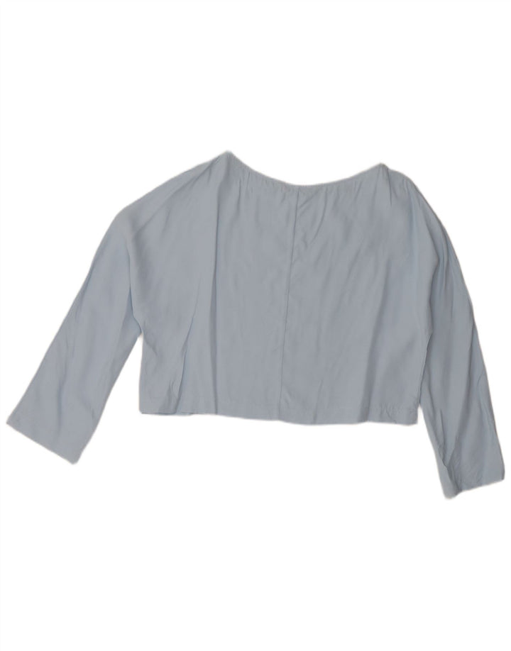 Zara Γυναικεία Μπλούζα Crop Top UK 14 Μεγάλη μπλε βισκόζη
