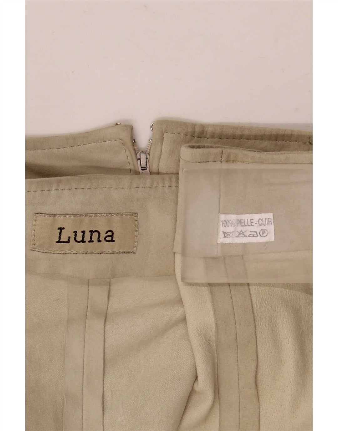Luna Γυναικεία Suede Φούστα A-Line W28 Medium Beige δέρμα