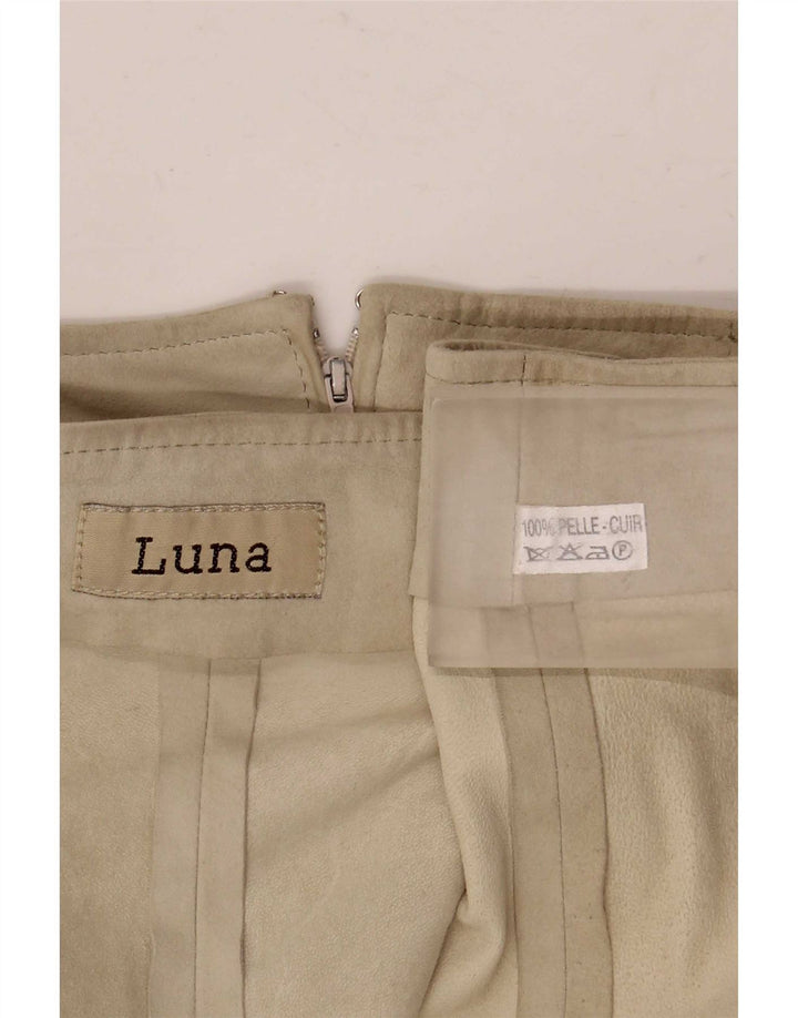 Luna Γυναικεία Suede Φούστα A-Line W28 Medium Beige δέρμα