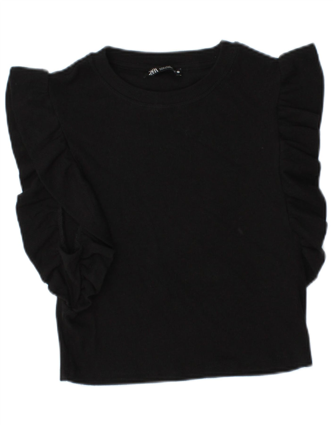 Zara Γυναικεία Μπλούζα Crop Top UK 8 Small Black Cotton