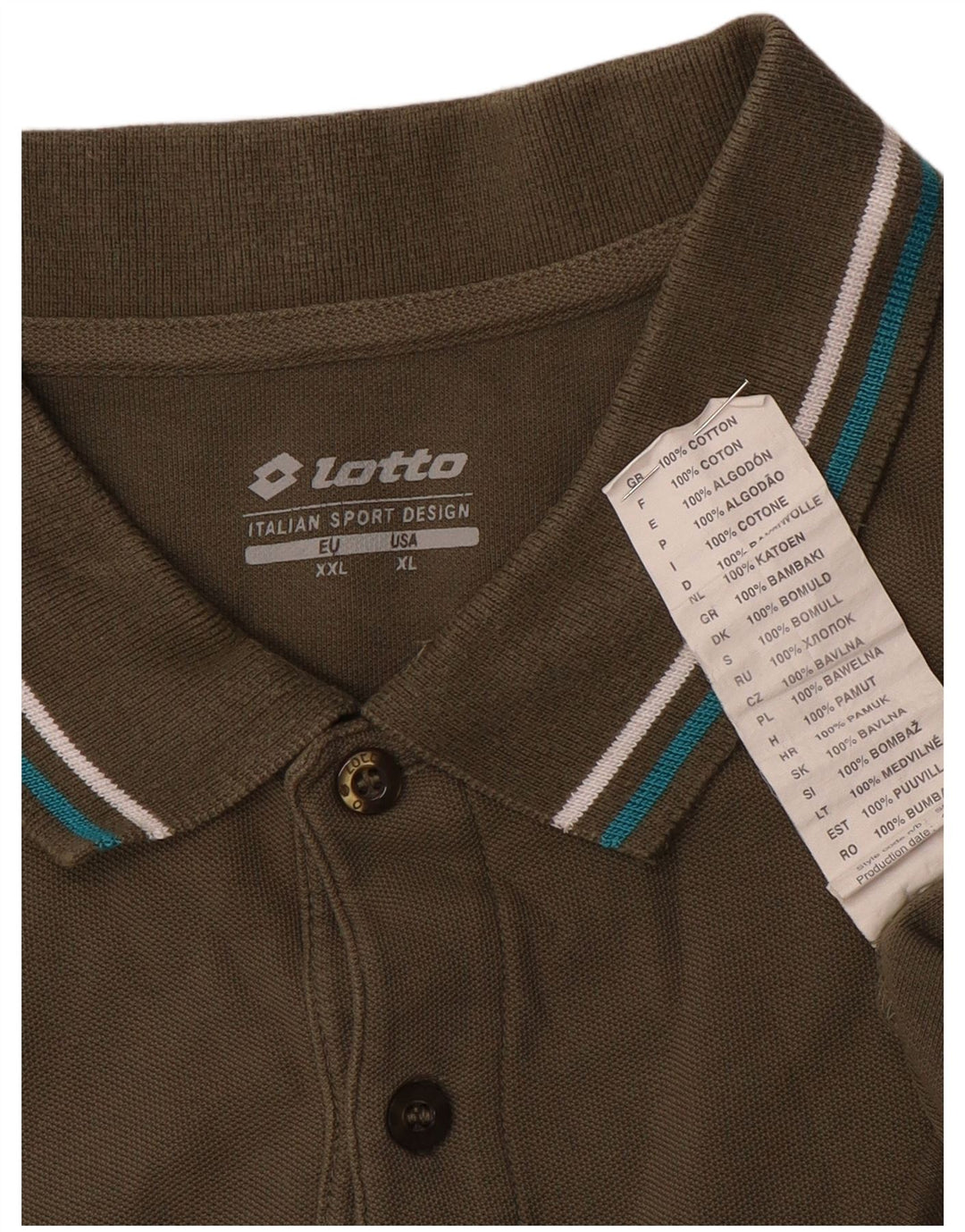 Lotto Ανδρικό Πόλο Μπλουζάκι XL Χακί Βαμβακερό