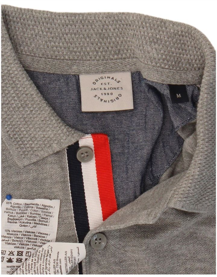 Ανδρικό πουκάμισο πόλο JACK & JONES Βαμβακερό μεσαίο γκρι