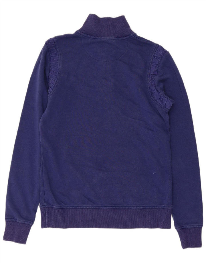 MUSTO Womens Zip Neck Sweatshirt Jumper UK 12 Small  Navy Blue Cotton