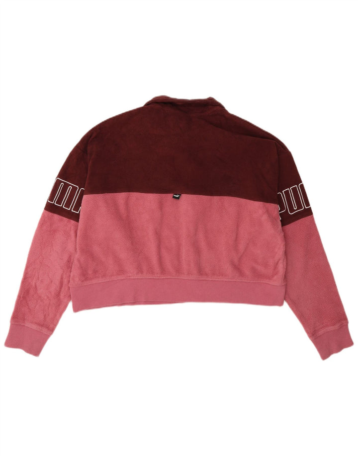 Puma Γυναικείο Oversized Graphic Fleece Jumper UK 14 Medium Burgundy