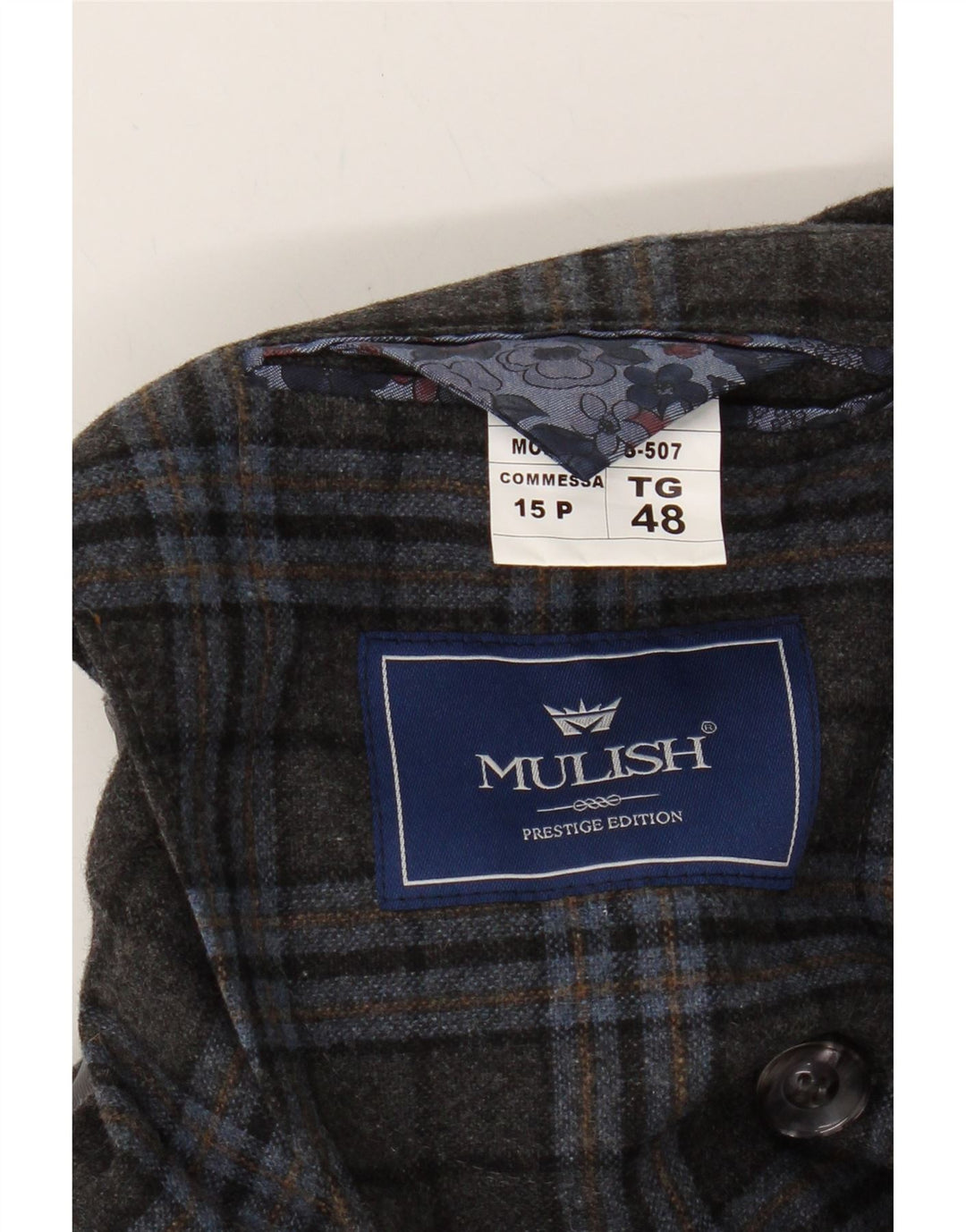 MULISH Mens Double Breasted Blazer Jacket IT 48 Medium Grey Check Vintage Mulish and Second-Hand Mulish from Messina Hembry 