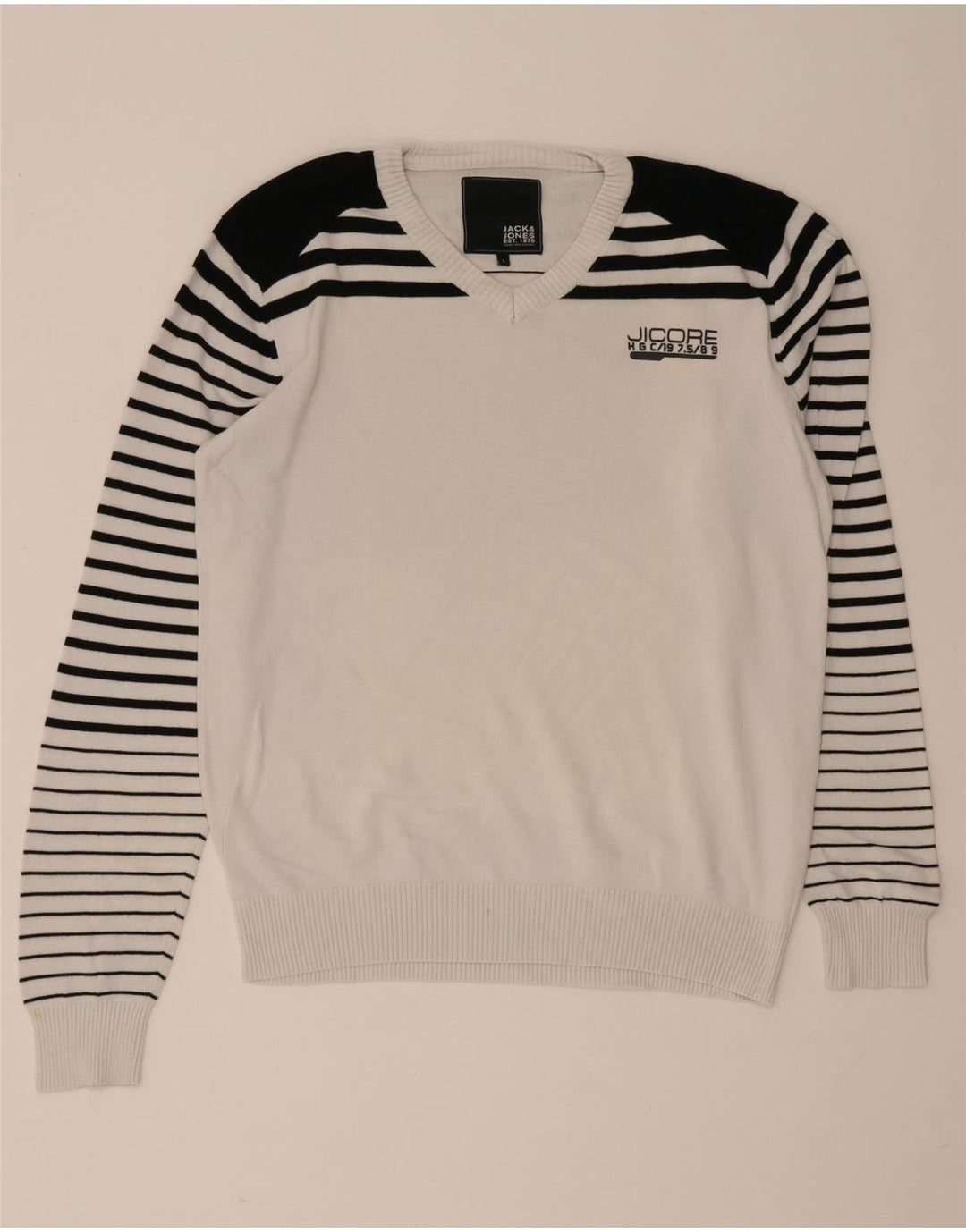 Ανδρικό πουλόβερ Jack & Jones με λαιμόκοψη σε μεγάλο λευκό χρώμα
