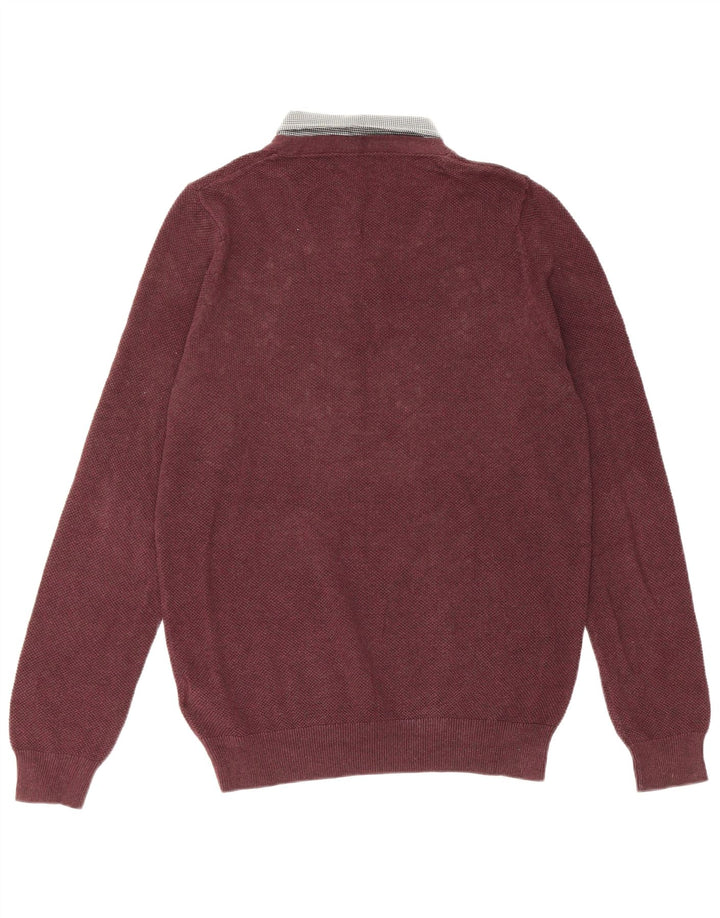 Marks & Spencer Ανδρικό πουλόβερ με κανονική εφαρμογή Polo Neck Jumper Μικρό μπορντό