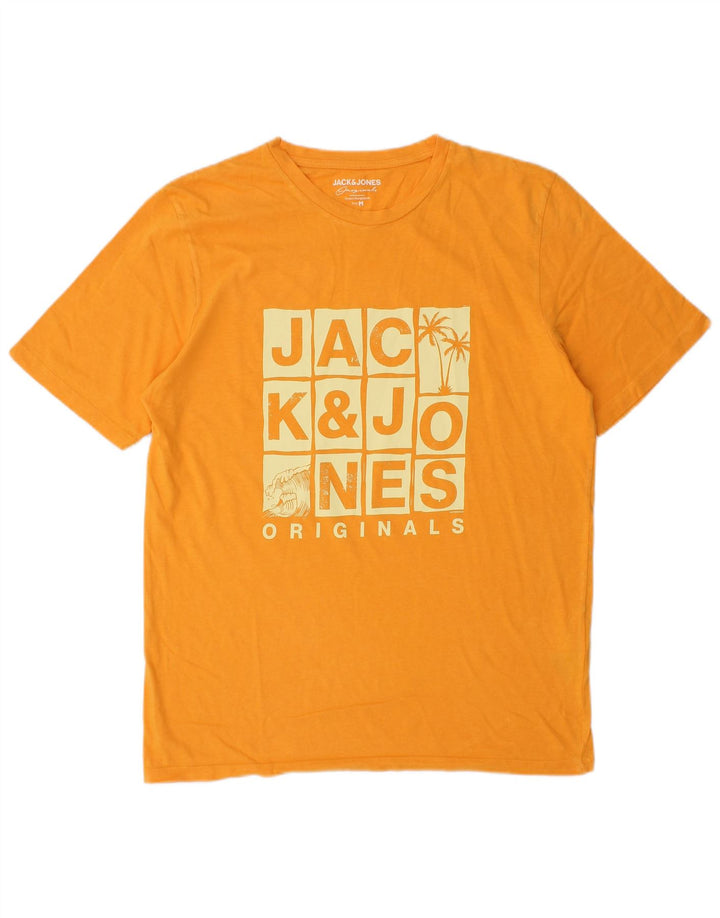 Ανδρικό γραφικό μπλουζάκι Jack & Jones, μεσαίο πορτοκαλί βαμβακερό
