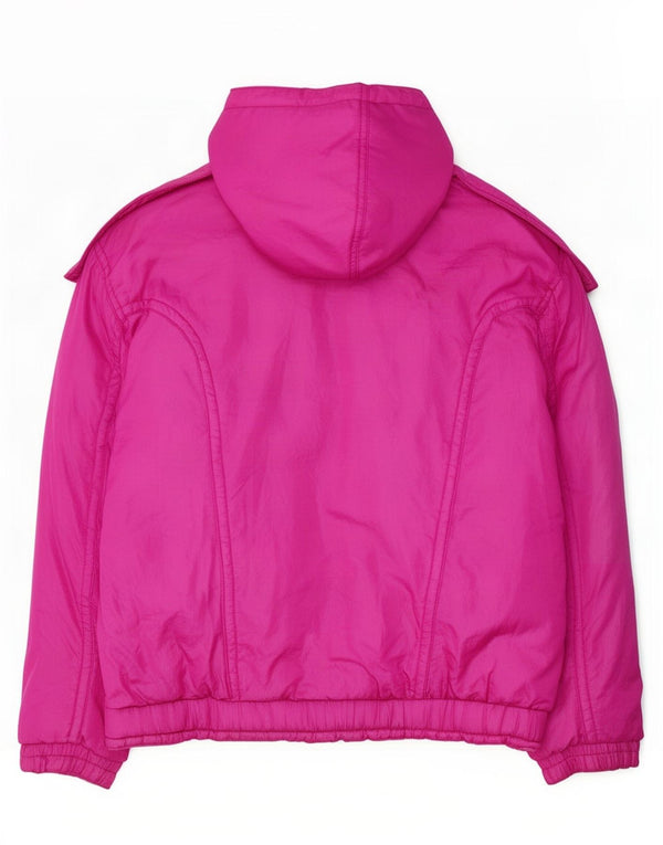 MARILENA Womens Military Hooded Loose Fit Ski Jacket IT 46 Large Pink