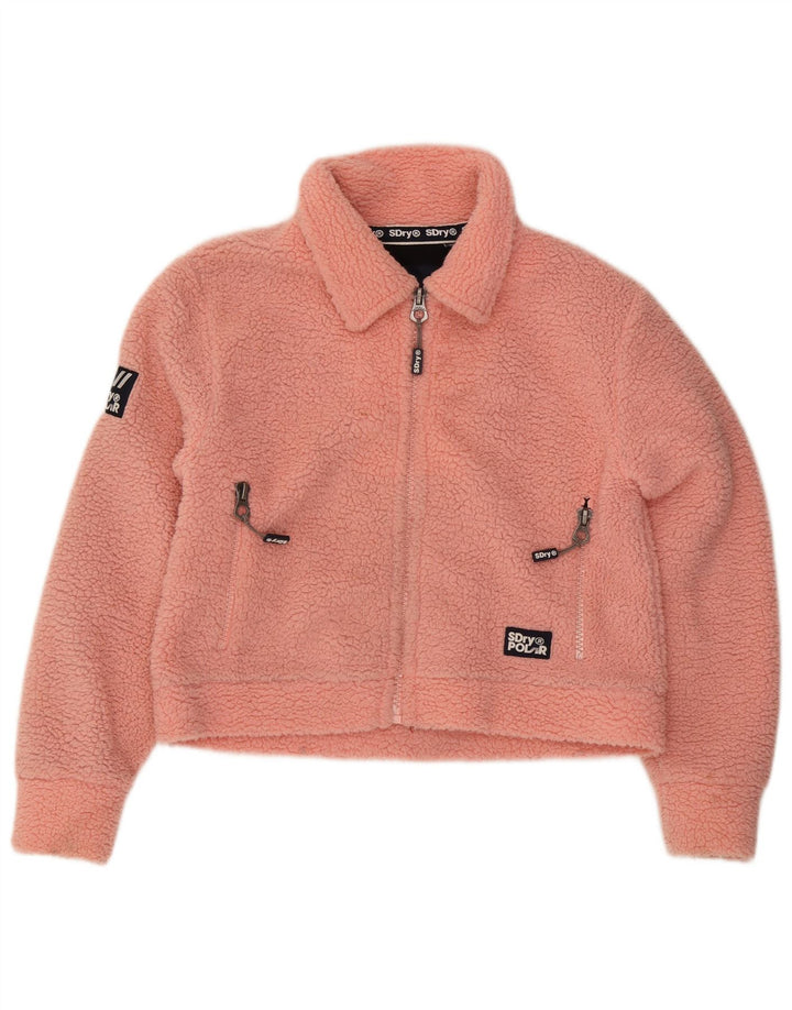 Superdry γυναικείο αρκουδάκι υπερμεγέθη Fleece Jacket UK 10 Small Pink