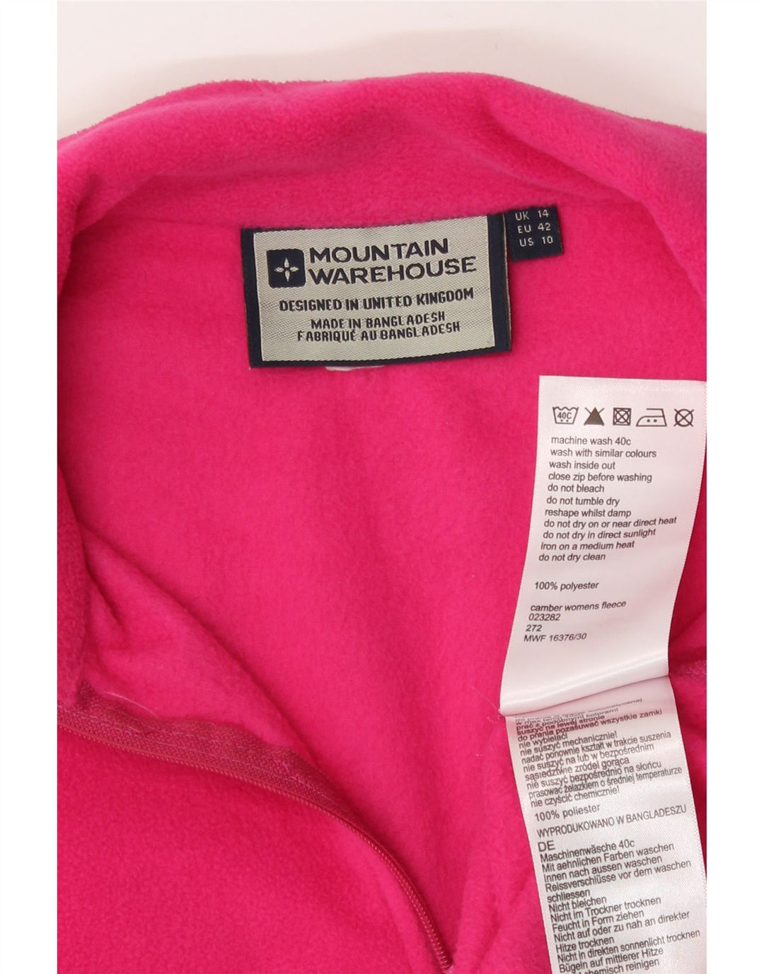 Mountain Warehouse Γυναικείο φερμουάρ Fleece Jumper UK 14 μεγάλο ροζ πολυεστέρας