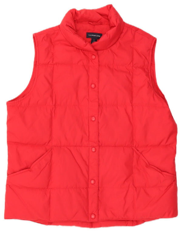 Lands End Womens Padded Gilet UK 16 Large Red Nylon