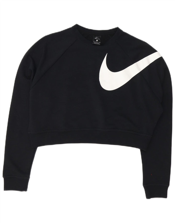 Γυναικείο γραφικό φούτερ NIKE υπερμεγέθη Crop Jumper UK 10 Small Black