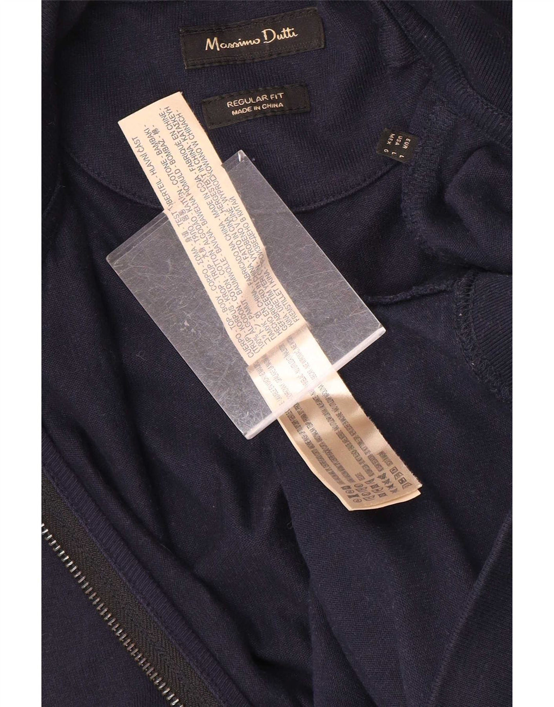 Massimo Dutti Ανδρική φόρμα γυμναστικής φόρμας μπουφάν μεγάλο μπλε ναυτικό βαμβακερό