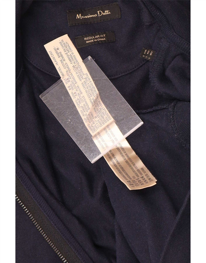 Massimo Dutti Ανδρική φόρμα γυμναστικής φόρμας μπουφάν μεγάλο μπλε ναυτικό βαμβακερό