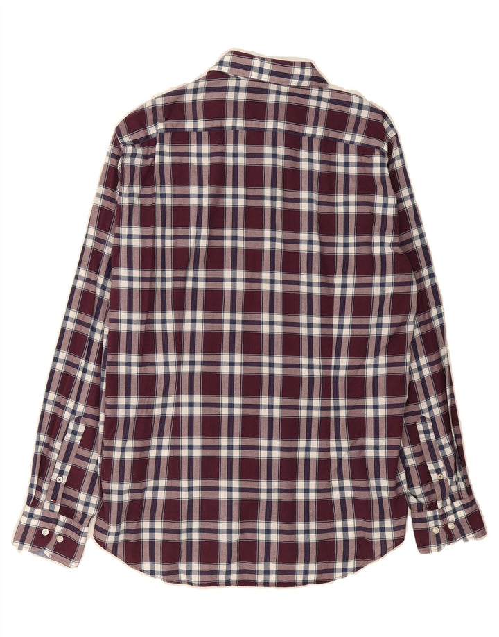 TOMMY HILFIGER Mens Fitted Shirt Size 41 16 Large Burgundy Check Vintage Tommy Hilfiger and Second-Hand Tommy Hilfiger from Messina Hembry 