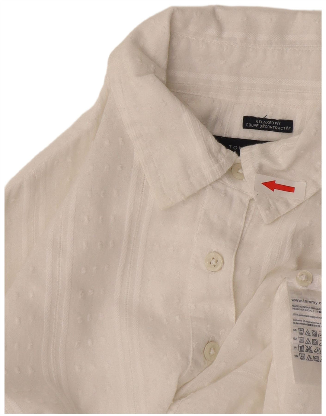 Tommy Hilfiger Γυναικείο πουλόβερ πουκάμισο UK 10 Small White ριγέ με χαλαρή εφαρμογή