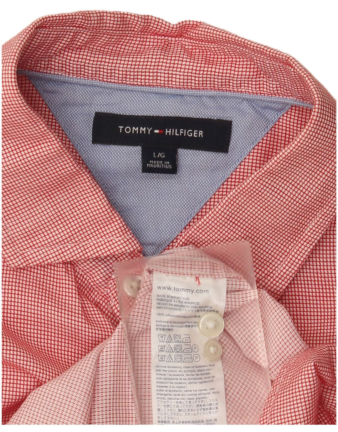 Ανδρικό πουκάμισο Tommy Hilfiger Mauritius μεγάλο κόκκινο βαμβακερό